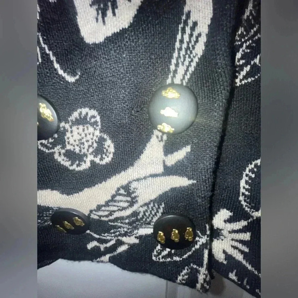 Anthropologie LEIFSDOTTIR Black Birds Midnight Passerine Wool Cardigan sweater - Picture 3 of 5